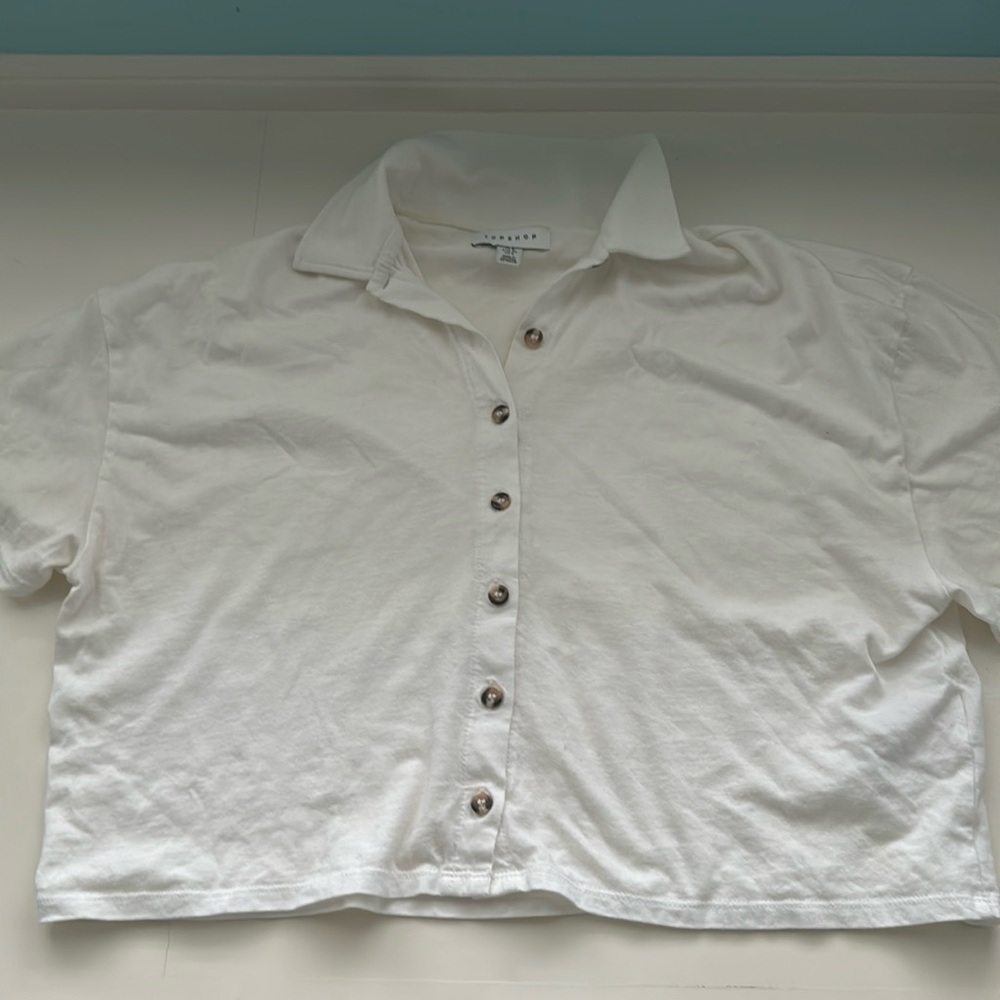 Topshop White button up Blouse Sz 4
